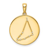 Sterling Silver Gold-plated & CZ Capricorn Zodiac Pendant view 1
