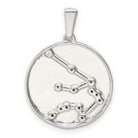Sterling Silver Rhodium-plated & CZ Aquarius Zodiac Pendant view 3