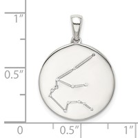 Sterling Silver Rhodium-plated & CZ Aquarius Zodiac Pendant view 4