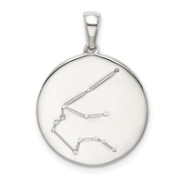 Sterling Silver Rhodium-plated & CZ Aquarius Zodiac Pendant view 1