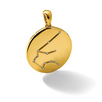 Sterling Silver Gold-plated & CZ Aquarius Zodiac Pendant view 5