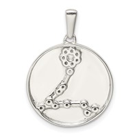 Sterling Silver Rhodium-plated & CZ Pisces Zodiac Pendant view 3