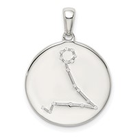 Sterling Silver Rhodium-plated & CZ Pisces Zodiac Pendant view 1