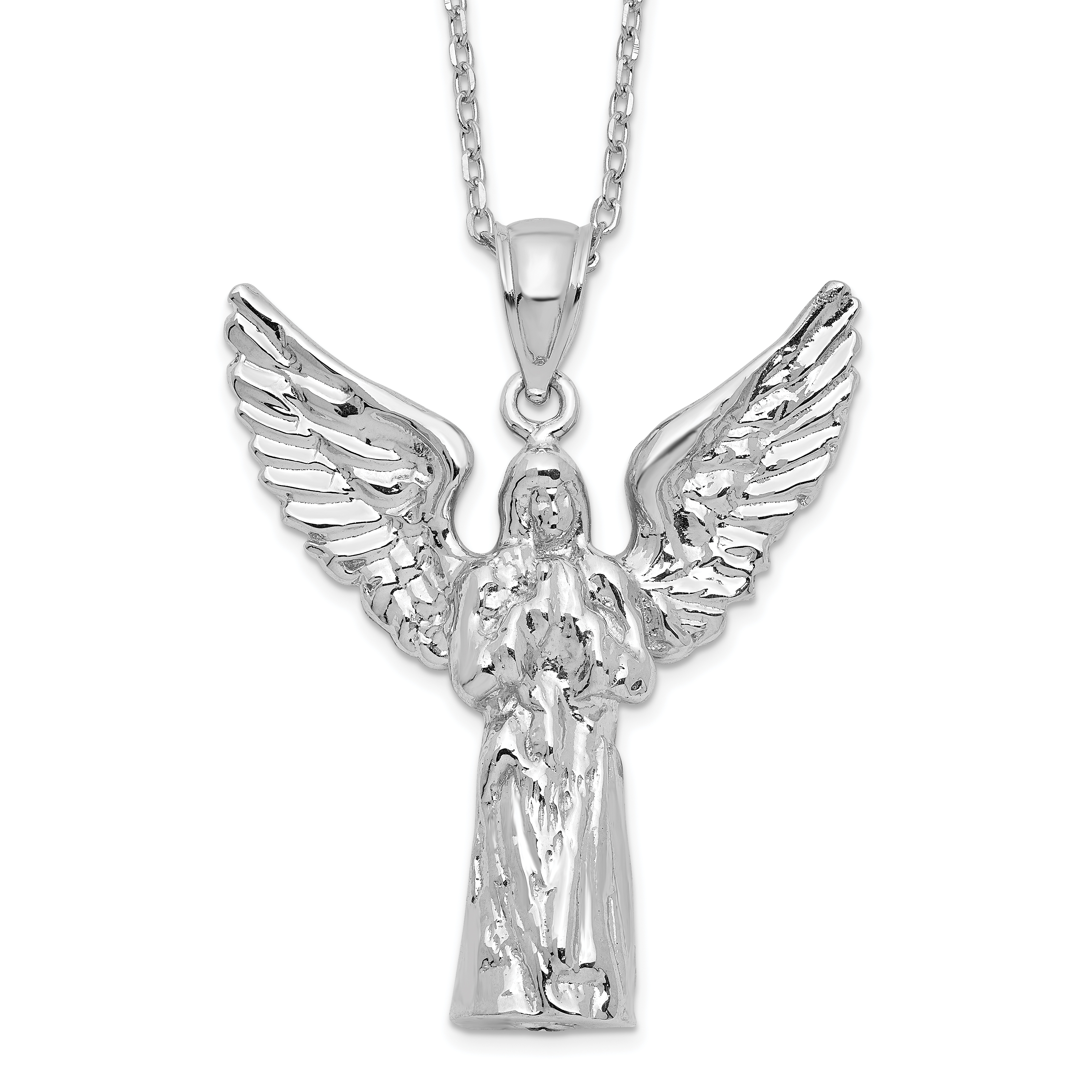 Sterling Silver Rhodium-plated Angel Ash Holder 18in Necklace (QC9744-18)