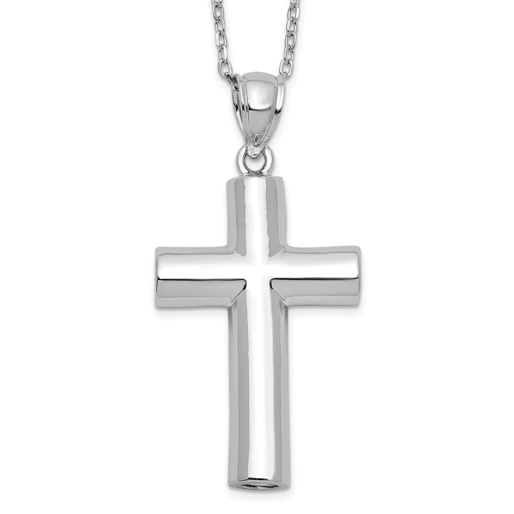 Sterling Silver Cross Ash Holder 18in Necklace