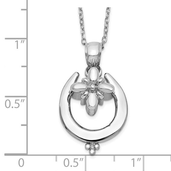 Sterling Silver Rhodium-plated Horseshoe Ash Holder 18in Necklace