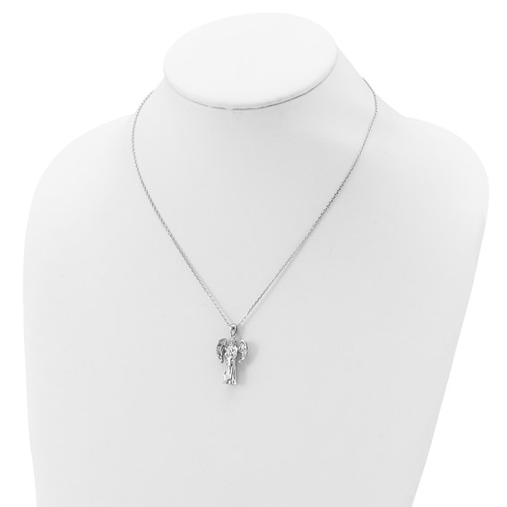 Sterling Silver Rhodium-plated Angel Ash Holder 18in Necklace