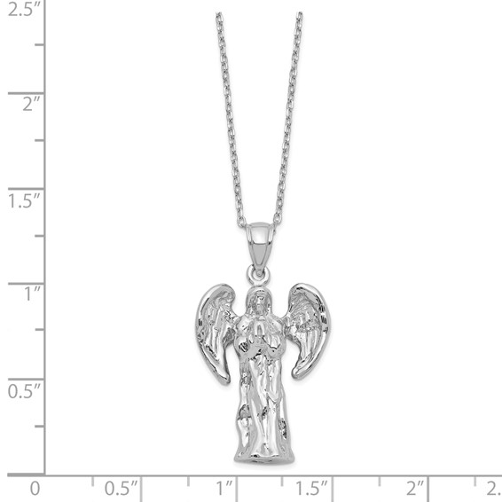 Sterling Silver Rhodium-plated Angel Ash Holder 18in Necklace