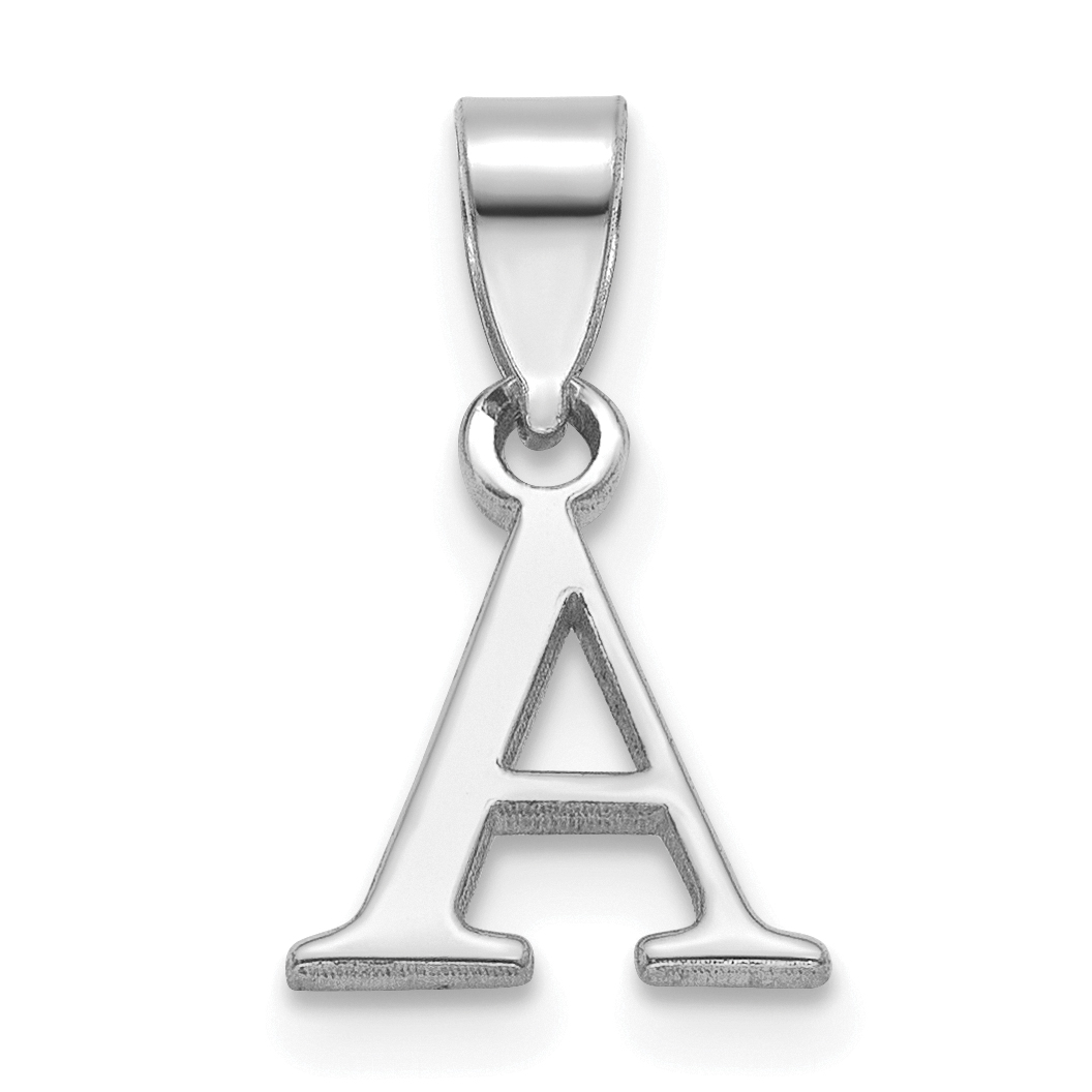 Sterling Silver Rhodium-plated Polished Block Initial -A- Pendant (QC9792A)