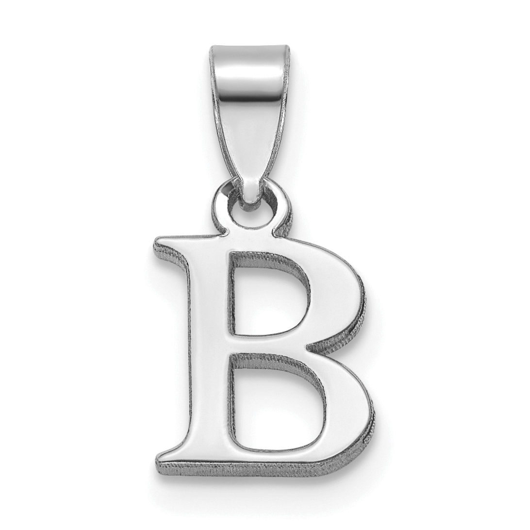 Sterling Silver Rhodium-plated Polished Block Initial -B- Pendant (QC9792B)