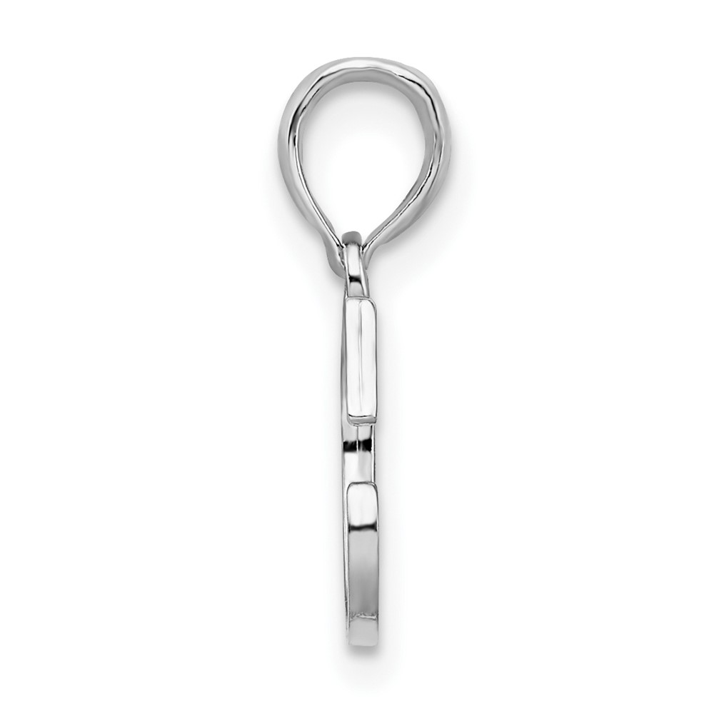 Sterling Silver Rhodium-plated Polished Block Initial -C- Pendant (QC9792C)
