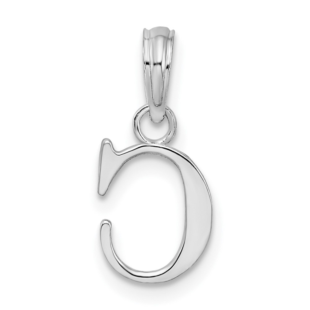Sterling Silver Rhodium-plated Polished Block Initial -C- Pendant (QC9792C)