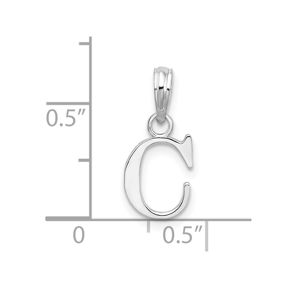 Sterling Silver Rhodium-plated Polished Block Initial -C- Pendant (QC9792C)