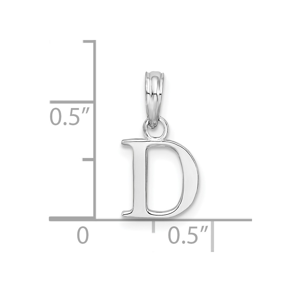 Sterling Silver Rhodium-plated Polished Block Initial -D- Pendant (QC9792D)