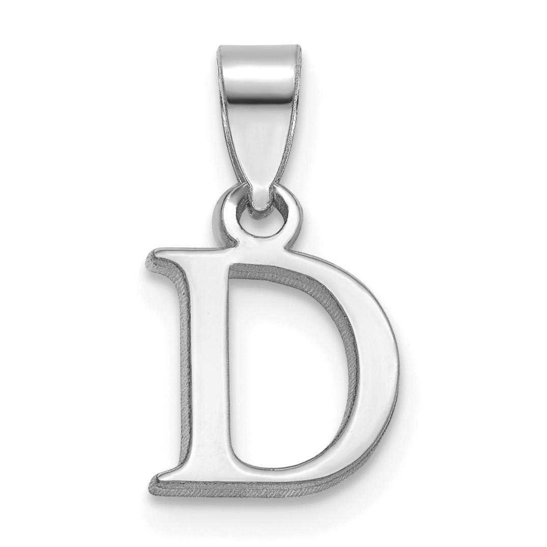Sterling Silver Rhodium-plated Polished Block Initial -D- Pendant (QC9792D)