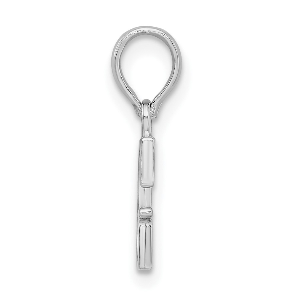 Sterling Silver Rhodium-plated Polished Block Initial -G- Pendant (QC9792G)
