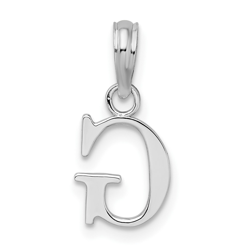 Sterling Silver Rhodium-plated Polished Block Initial -G- Pendant (QC9792G)