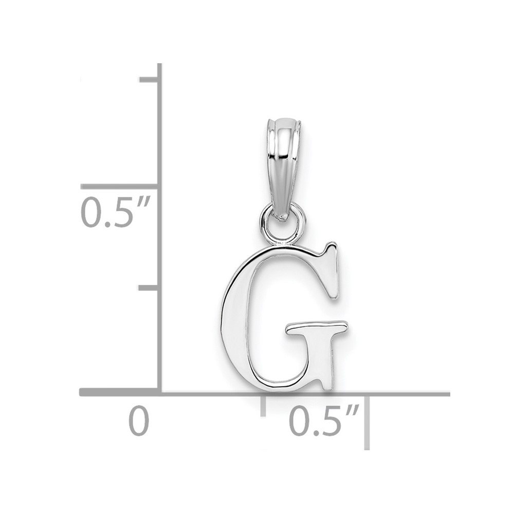 Sterling Silver Rhodium-plated Polished Block Initial -G- Pendant (QC9792G)