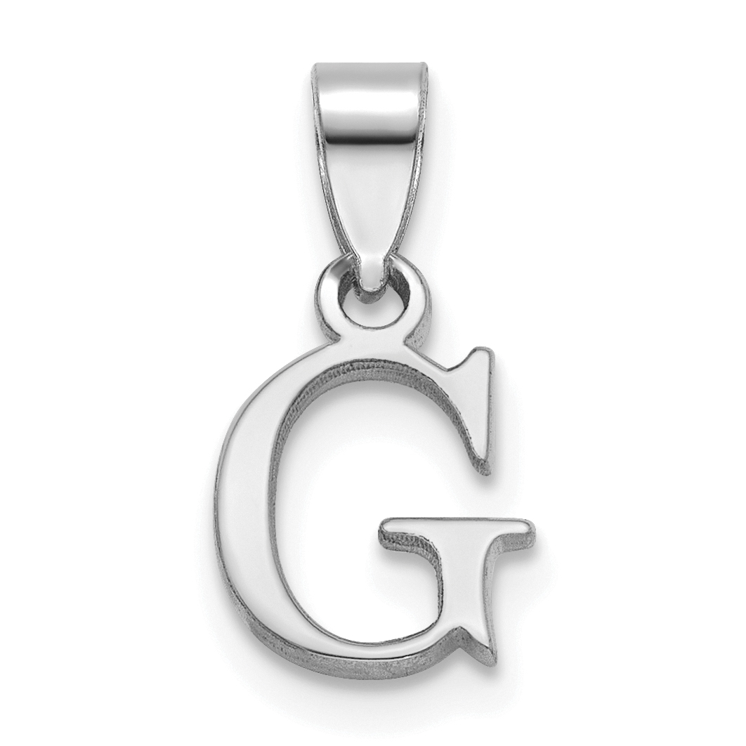 Sterling Silver Rhodium-plated Polished Block Initial -G- Pendant (QC9792G)