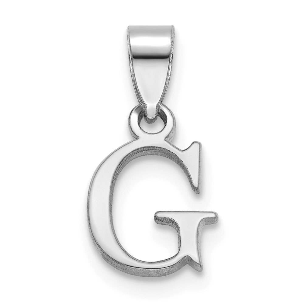 Sterling Silver Rhodium-plated Polished Block Initial -G- Pendant (QC9792G)