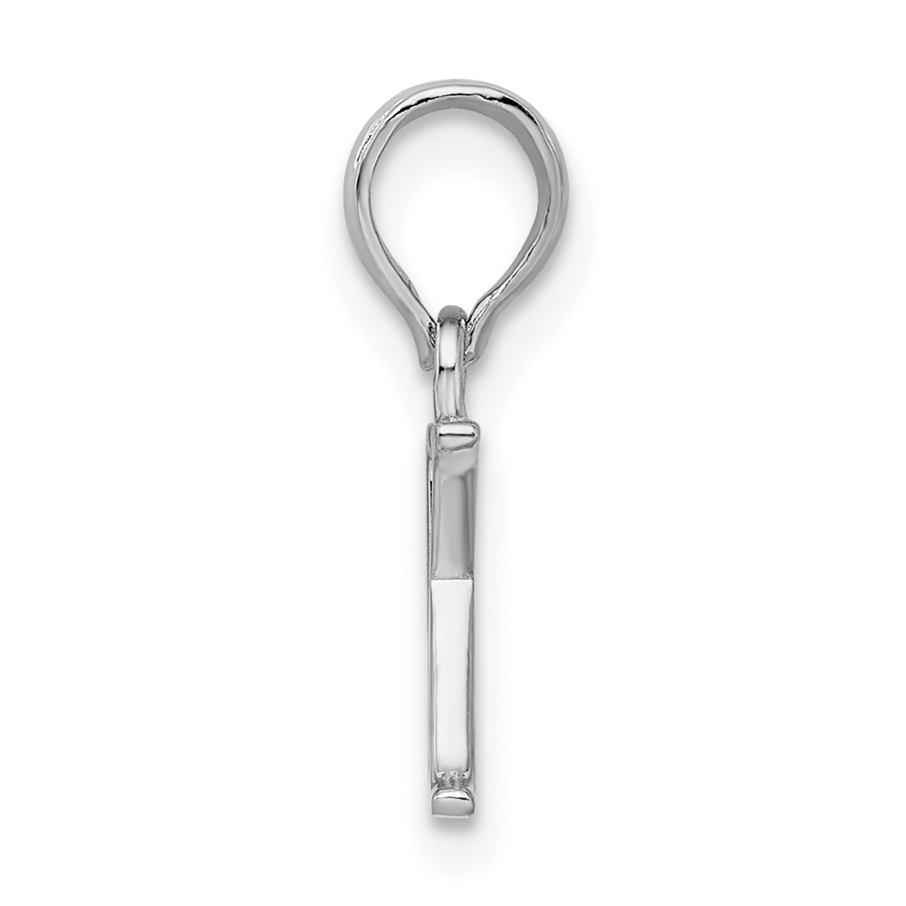 Sterling Silver Rhodium-plated Polished Block Initial -K- Pendant (QC9792K)
