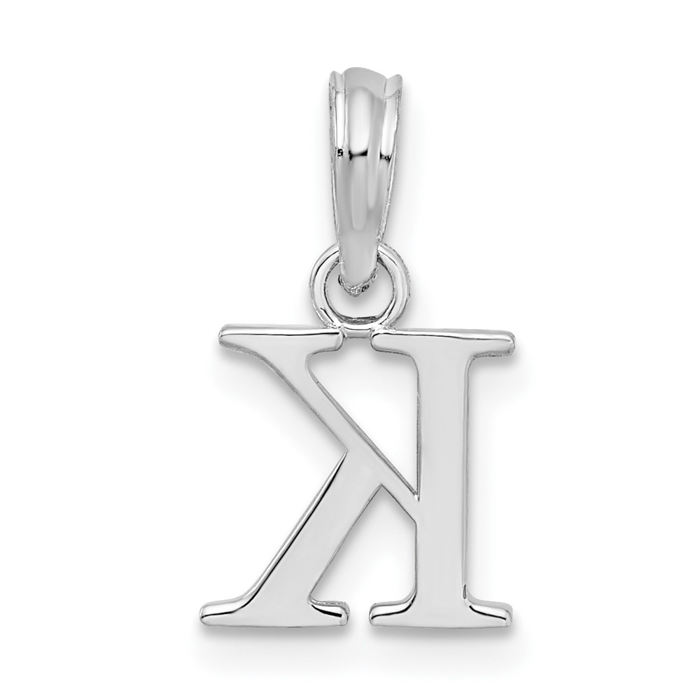 Sterling Silver Rhodium-plated Polished Block Initial -K- Pendant (QC9792K)