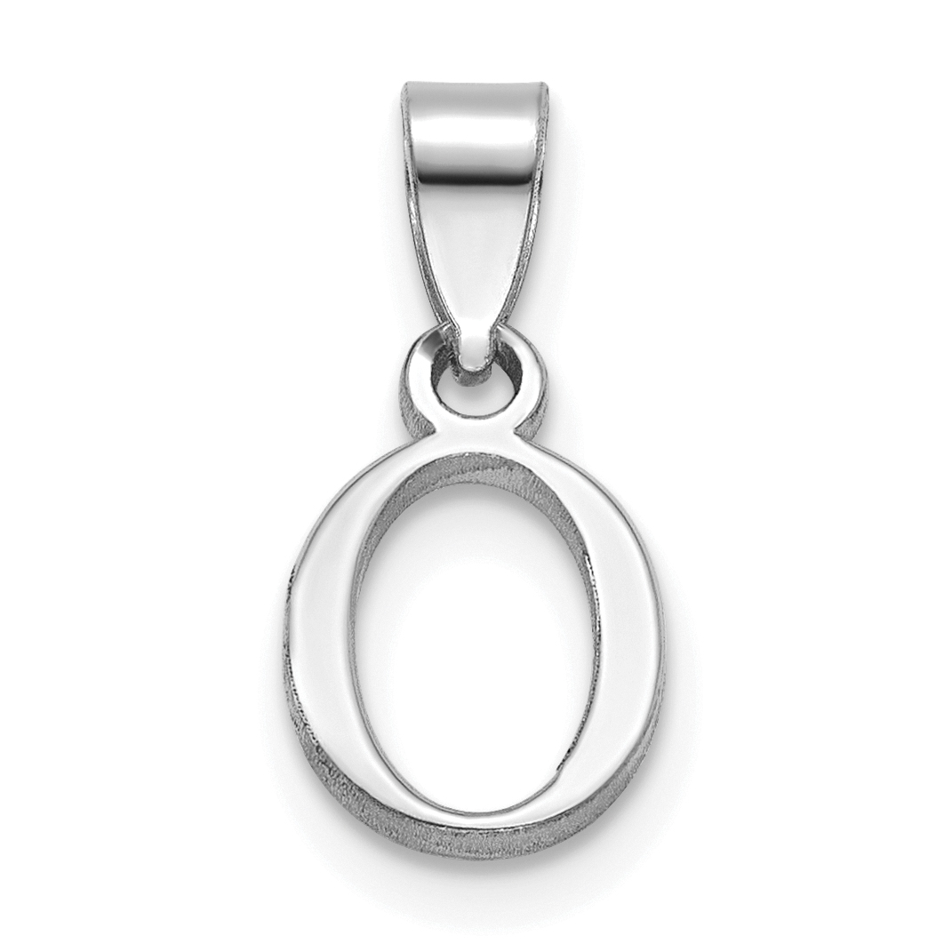 Sterling Silver Rhodium-plated Polished Block Initial -O- Pendant (QC9792O)