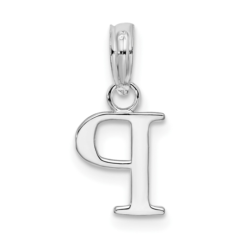 Sterling Silver Rhodium-plated Polished Block Initial -P- Pendant (QC9792P)