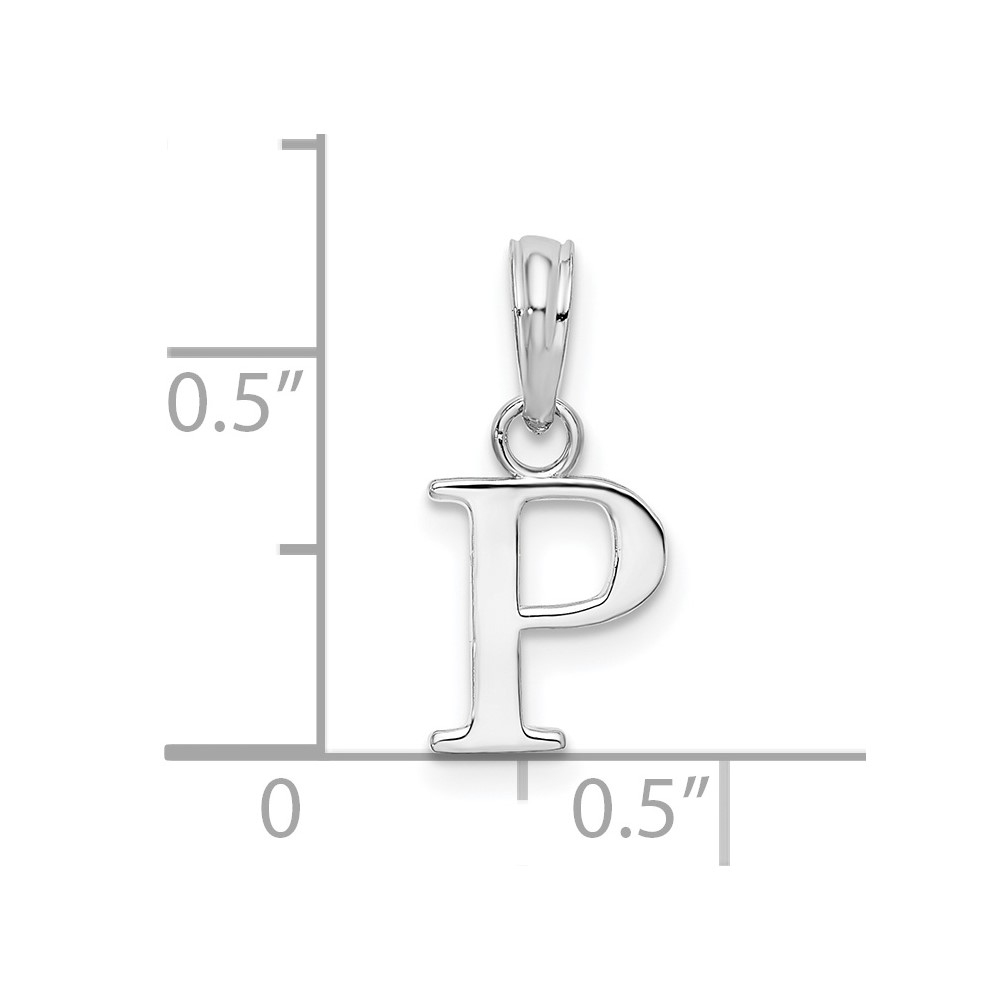 Sterling Silver Rhodium-plated Polished Block Initial -P- Pendant (QC9792P)