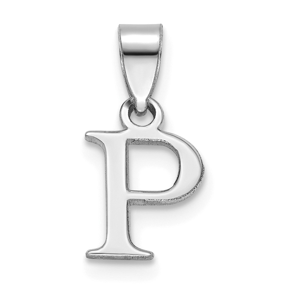 Sterling Silver Rhodium-plated Polished Block Initial -P- Pendant (QC9792P)