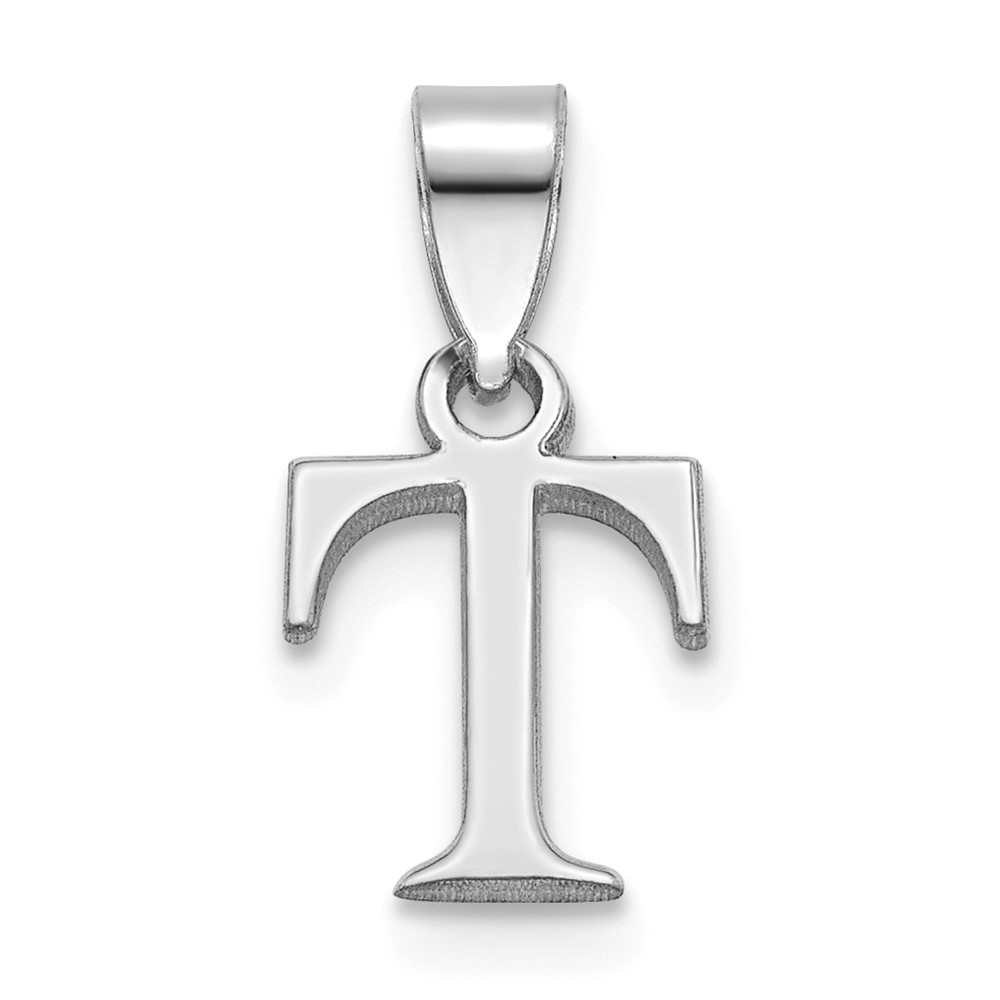 Sterling Silver Rhodium-plated Polished Block Initial -T- Pendant (QC9792T)