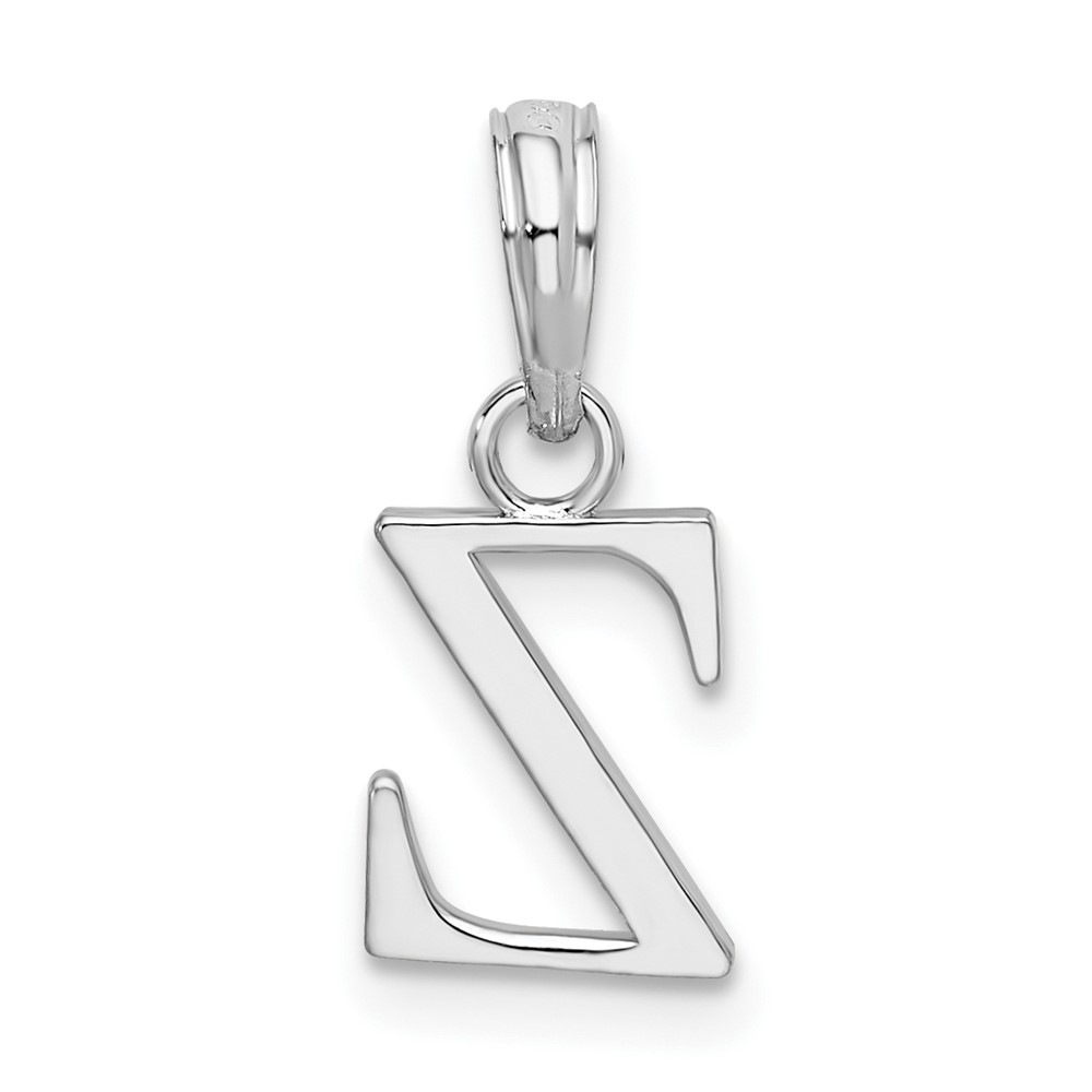 Sterling Silver Rhodium-plated Polished Block Initial -Z- Pendant (QC9792Z)