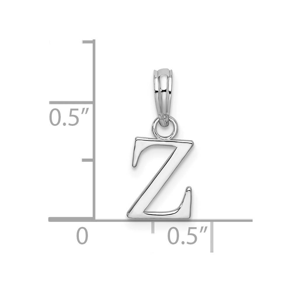 Sterling Silver Rhodium-plated Polished Block Initial -Z- Pendant (QC9792Z)