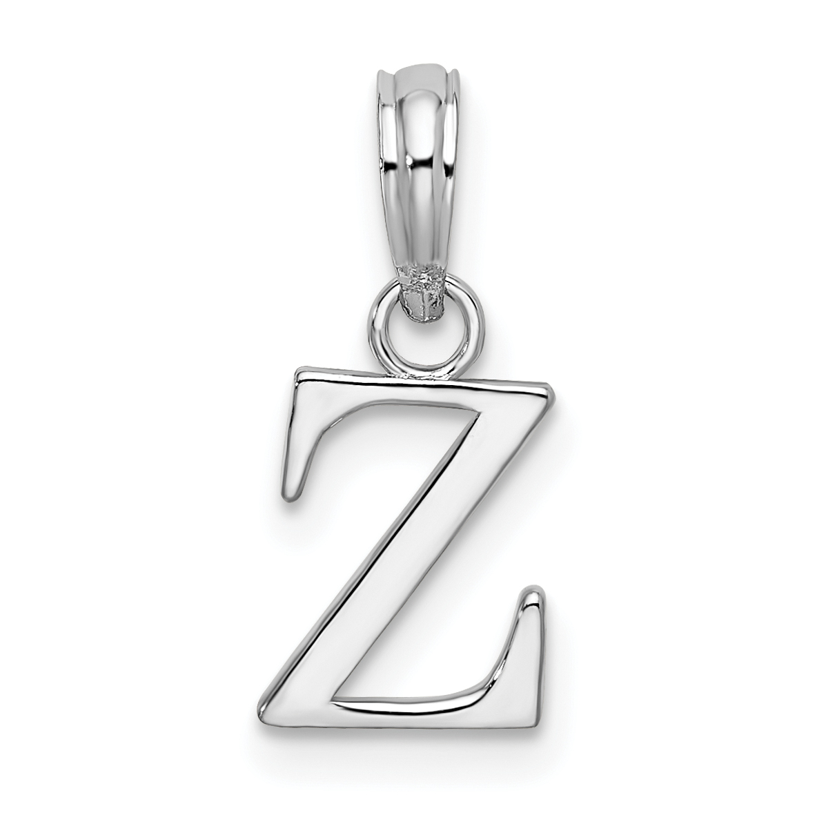 Sterling Silver Rhodium-plated Polished Block Initial -Z- Pendant (QC9792Z)