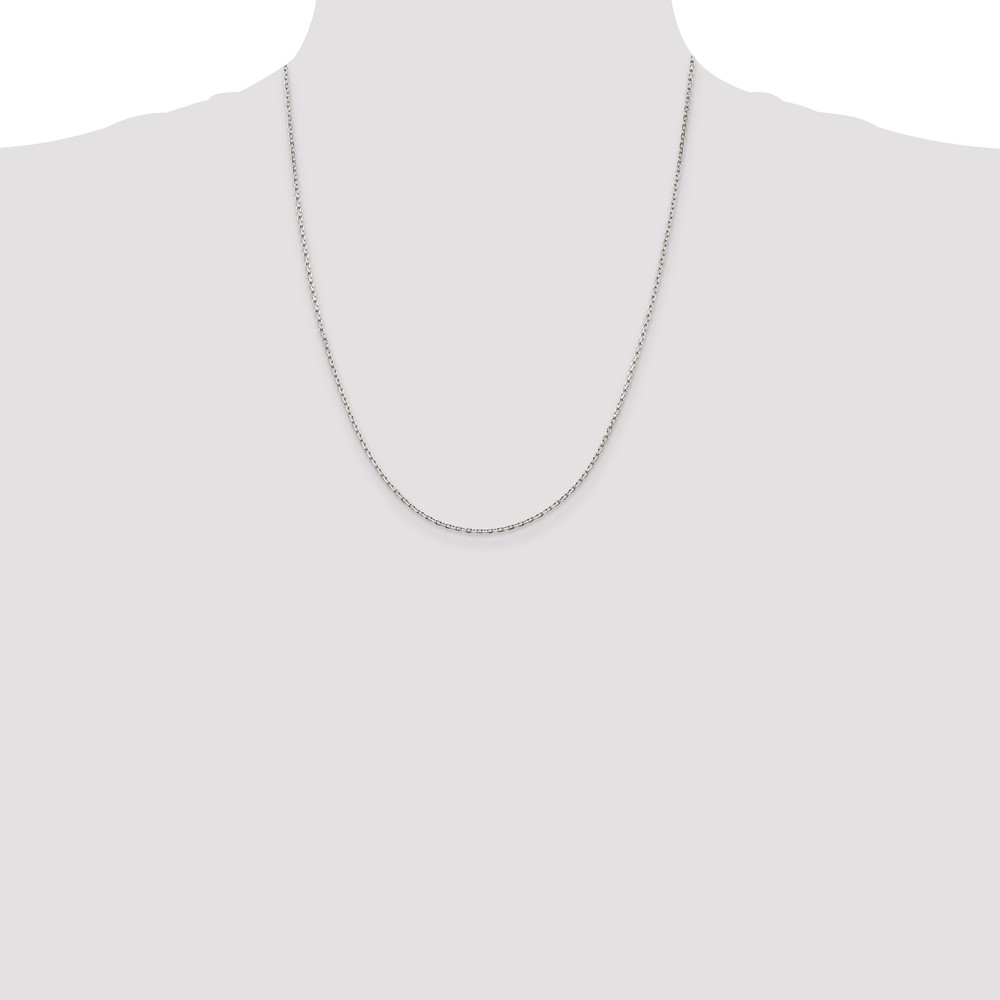 Sterling Silver 1.5mm Beveled Oval Cable Chain w/4in ext. (QCA050E-22)