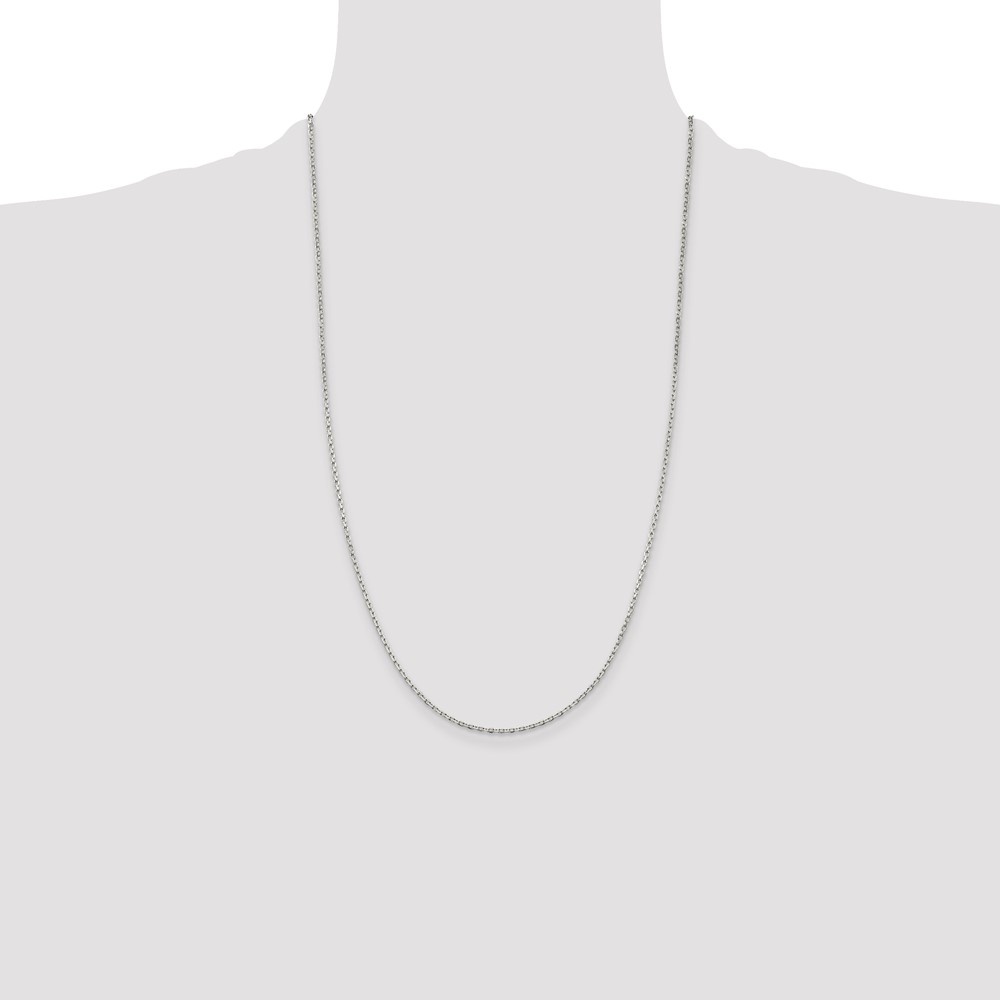 Sterling Silver 1.5mm Beveled Oval Cable Chain (QCA050-26)