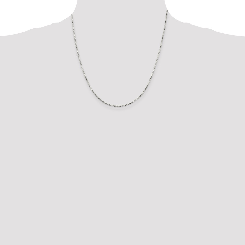 Sterling Silver Rhodium-plated 1.5mm Beveled Oval Cable Chain (QCA050R-20)