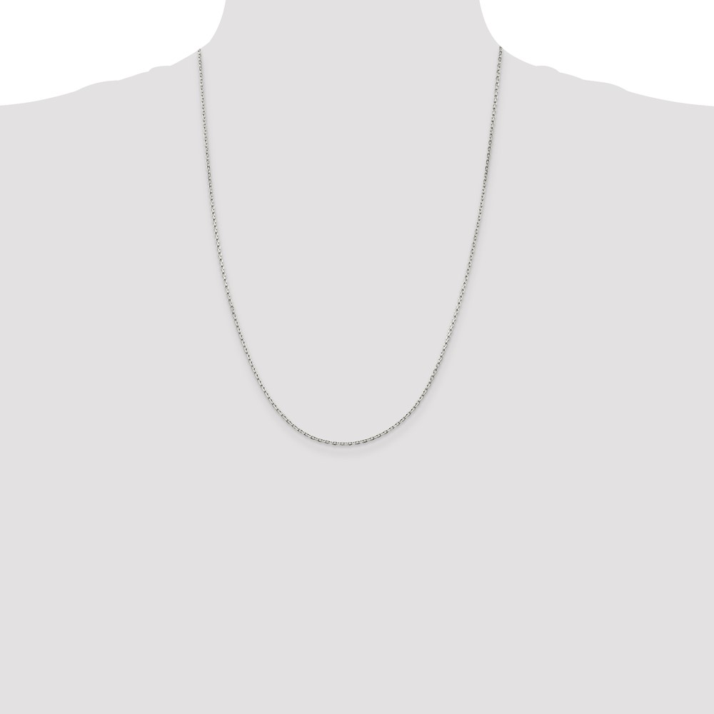 Sterling Silver Rhodium-plated 1.5mm Beveled Oval Cable Chain (QCA050R-24)