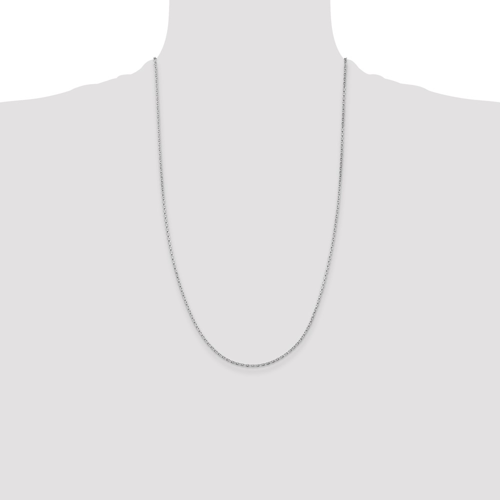 Sterling Silver Rhodium-plated 1.5mm Beveled Oval Cable Chain (QCA050R-26)