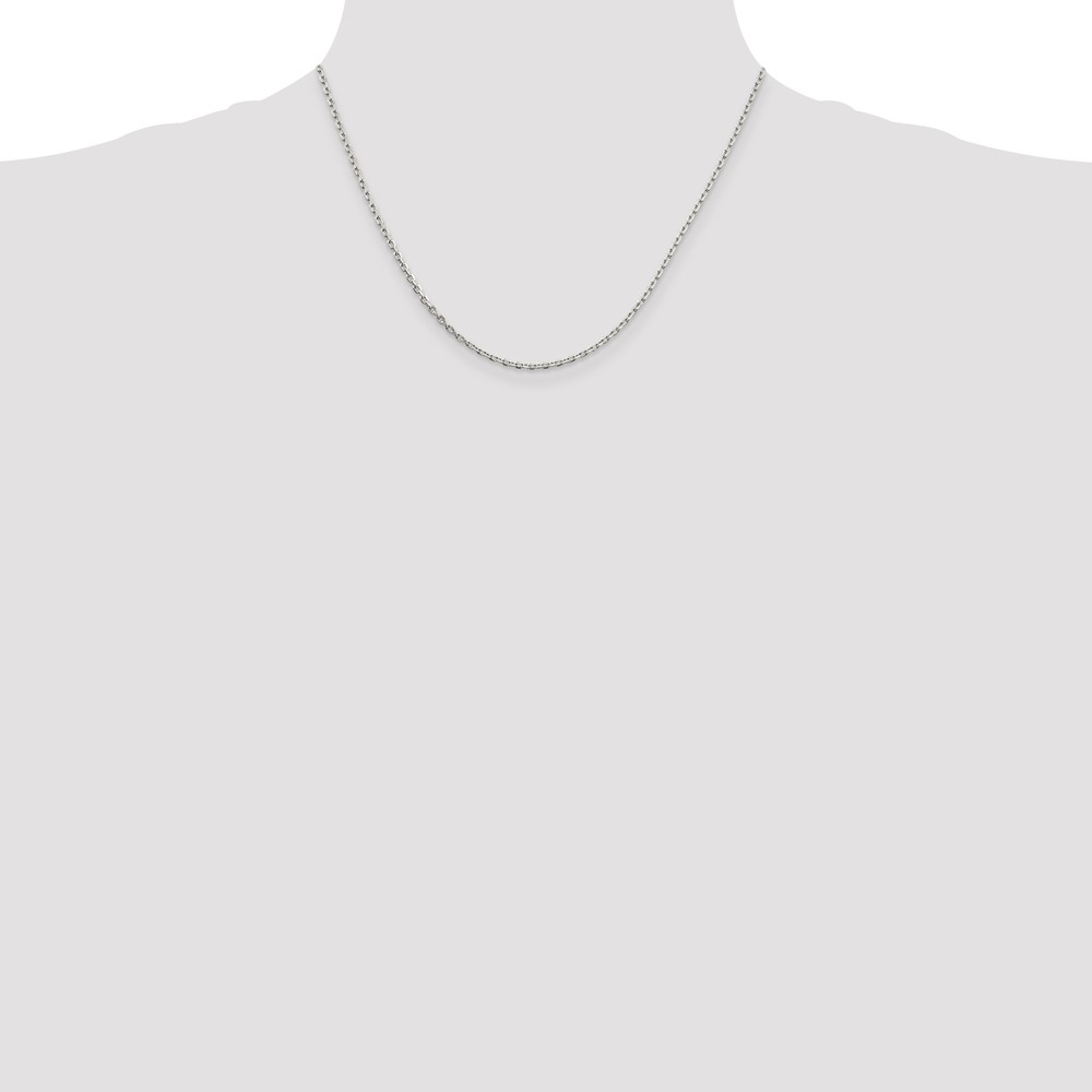 Sterling Silver 2mm Beveled Oval Cable Chain w/2in ext. (QCA060E-18)