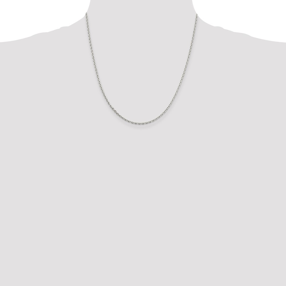 Sterling Silver 2mm Beveled Oval Cable Chain (QCA060-20)