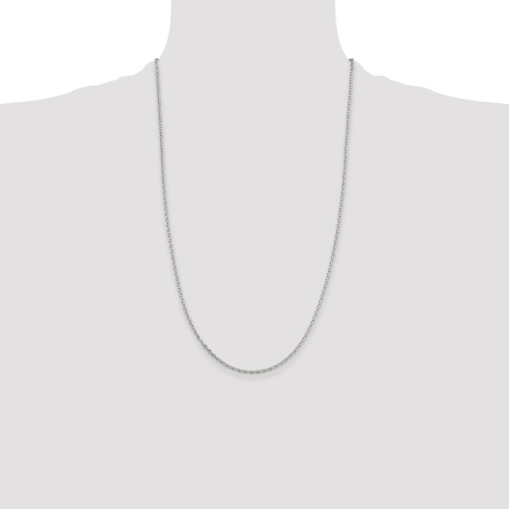 Sterling Silver 2mm Beveled Oval Cable Chain (QCA060-26)