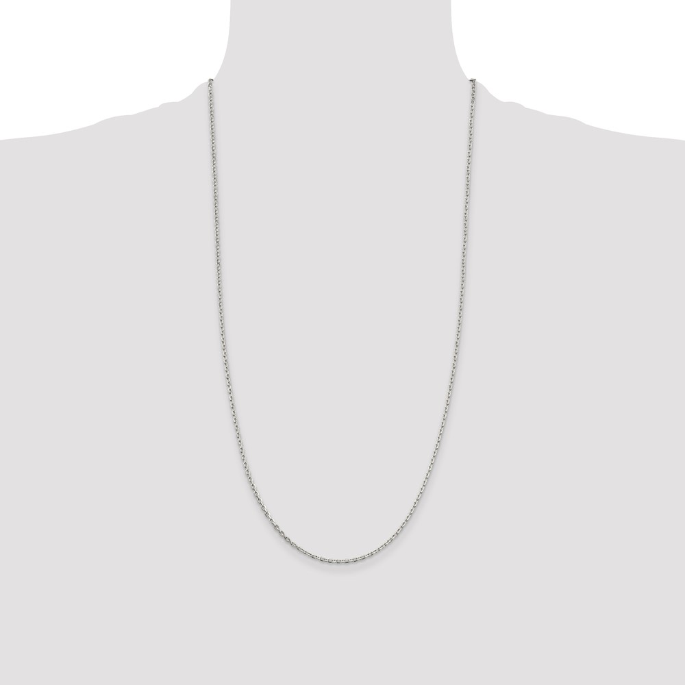 Sterling Silver 2mm Beveled Oval Cable Chain (QCA060-28)