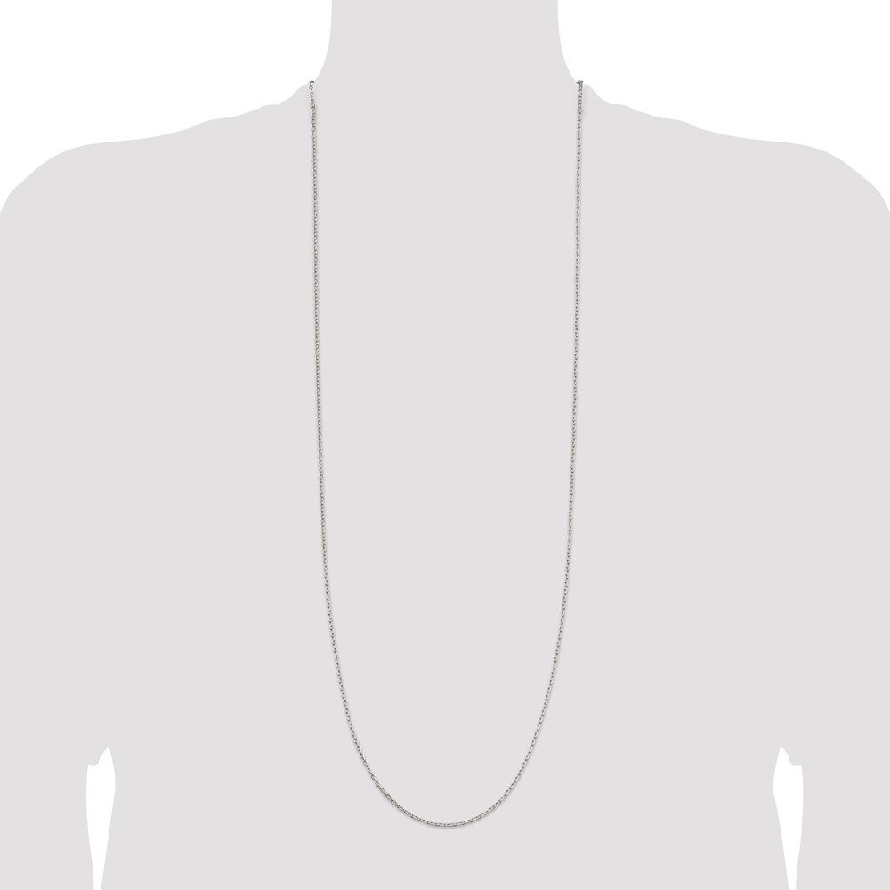 Sterling Silver 2mm Beveled Oval Cable Chain (QCA060-36)