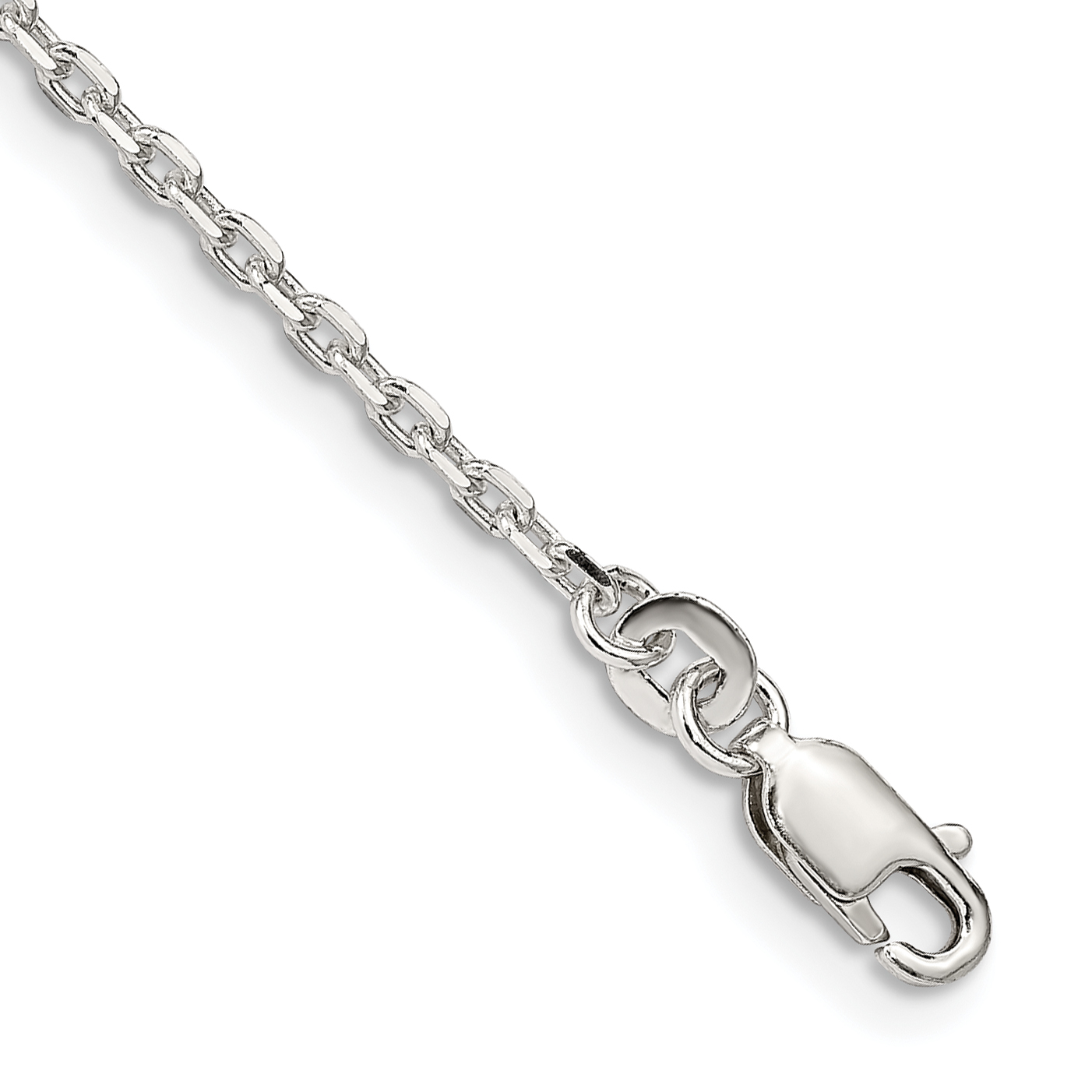 Sterling Silver 2mm Beveled Oval Cable Chain (QCA060-7)