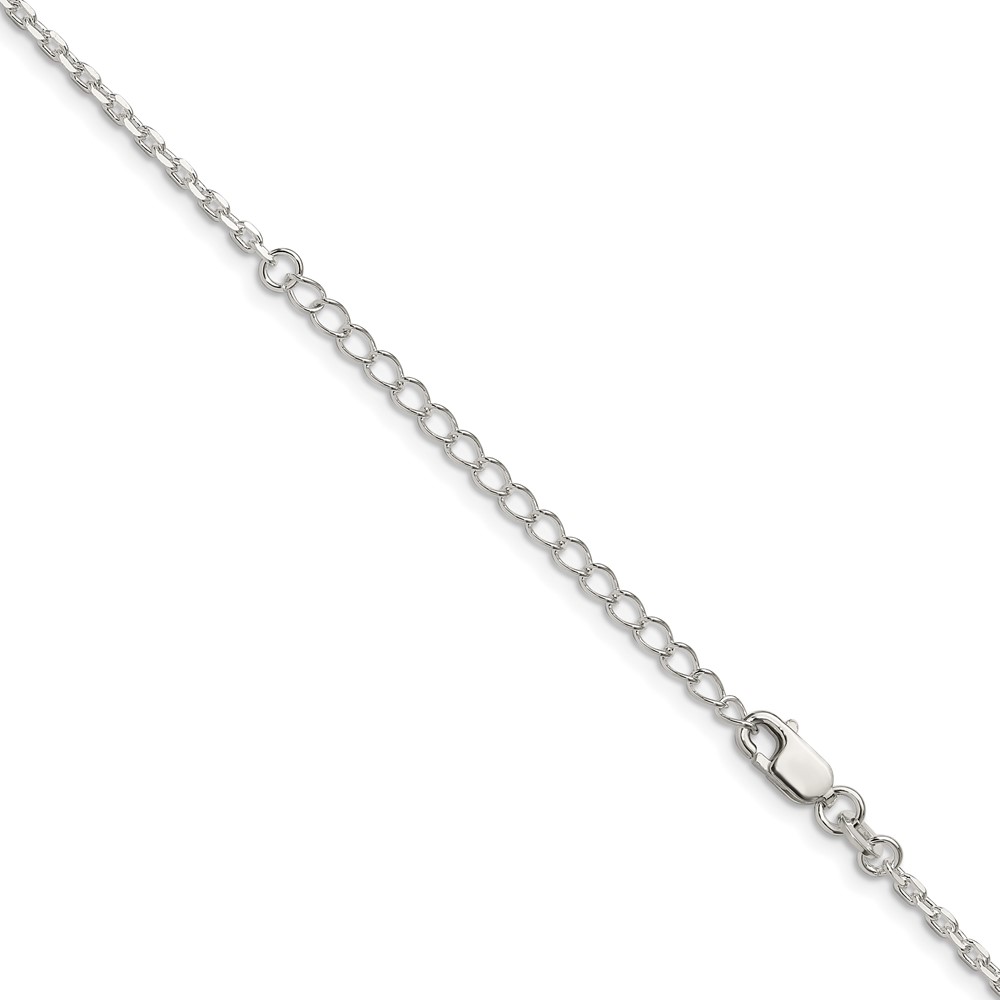 Sterling Silver 2mm Beveled Oval Cable Chain w/2in ext. (QCA060E-18)