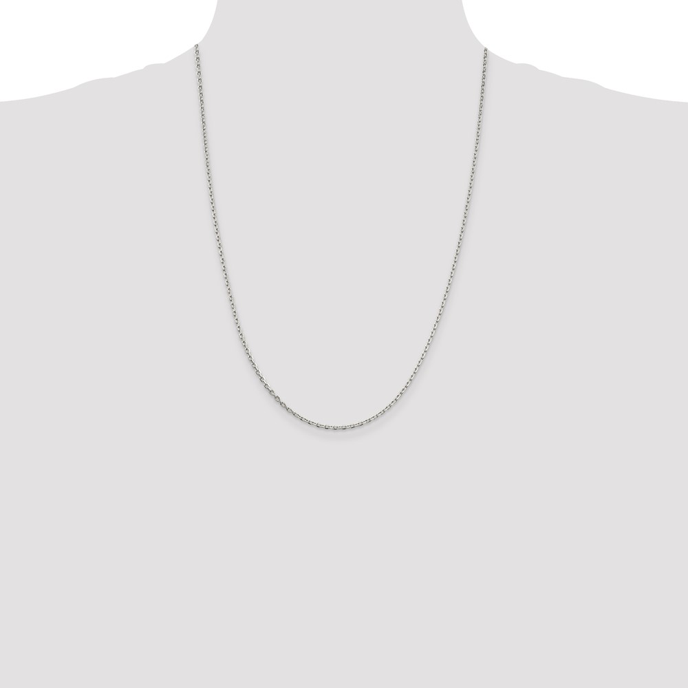 Sterling Silver Rhodium-plated 2mm Beveled Oval Cable Chain (QCA060R-24)