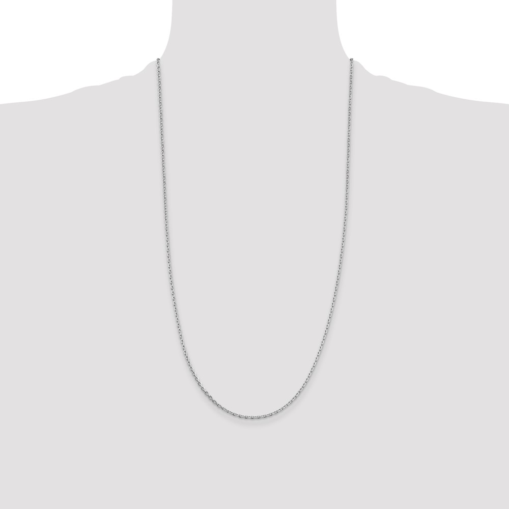 Sterling Silver Rhodium-plated 2mm Beveled Oval Cable Chain (QCA060R-28)