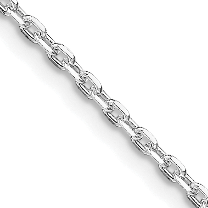 Sterling Silver Rhodium-plated 2mm Beveled Oval Cable Chain (QCA060R-22)