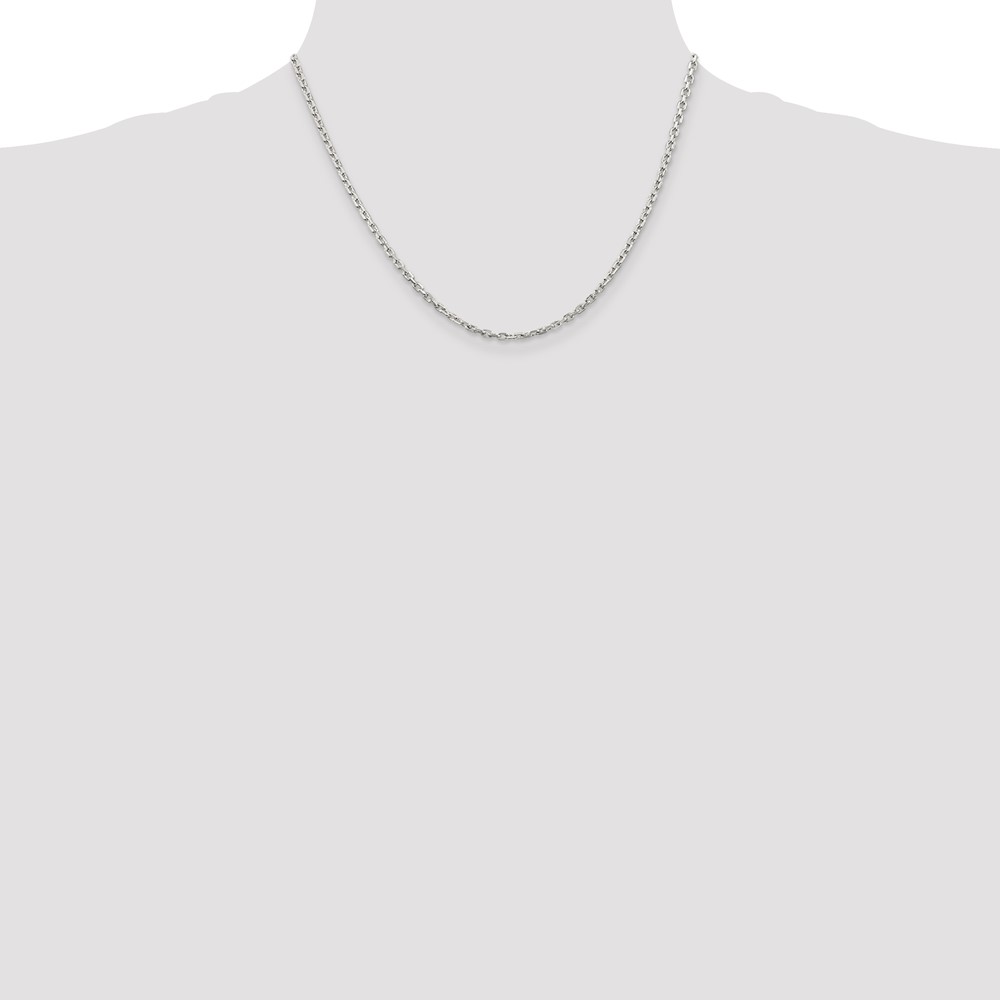 Sterling Silver 2.75mm Beveled Oval Cable Chain w/2in ext. (QCA080E-18)